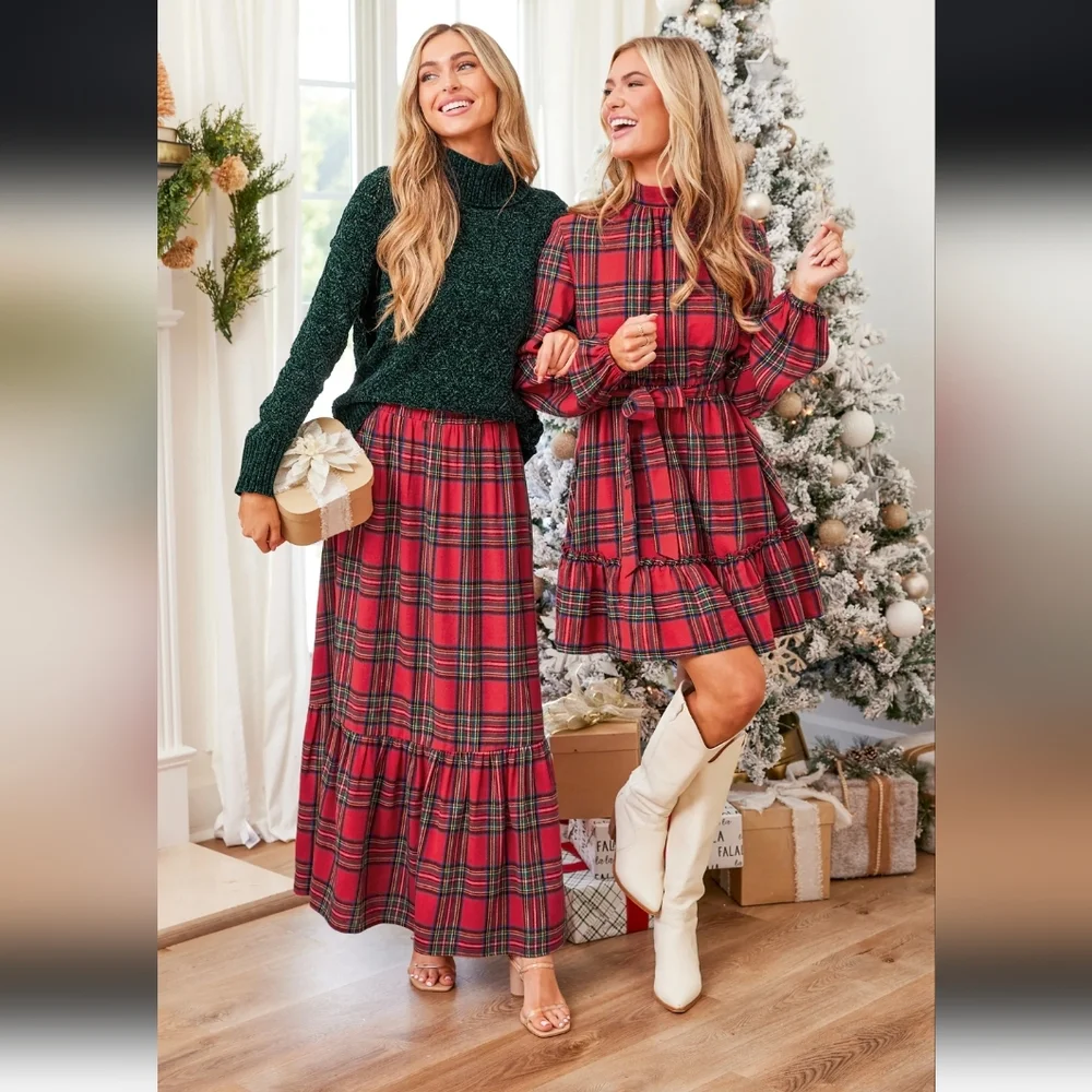 NWT Cupshe Red Plaid Dress - Open back With A Bowtie Neck - Picture 6 of 12